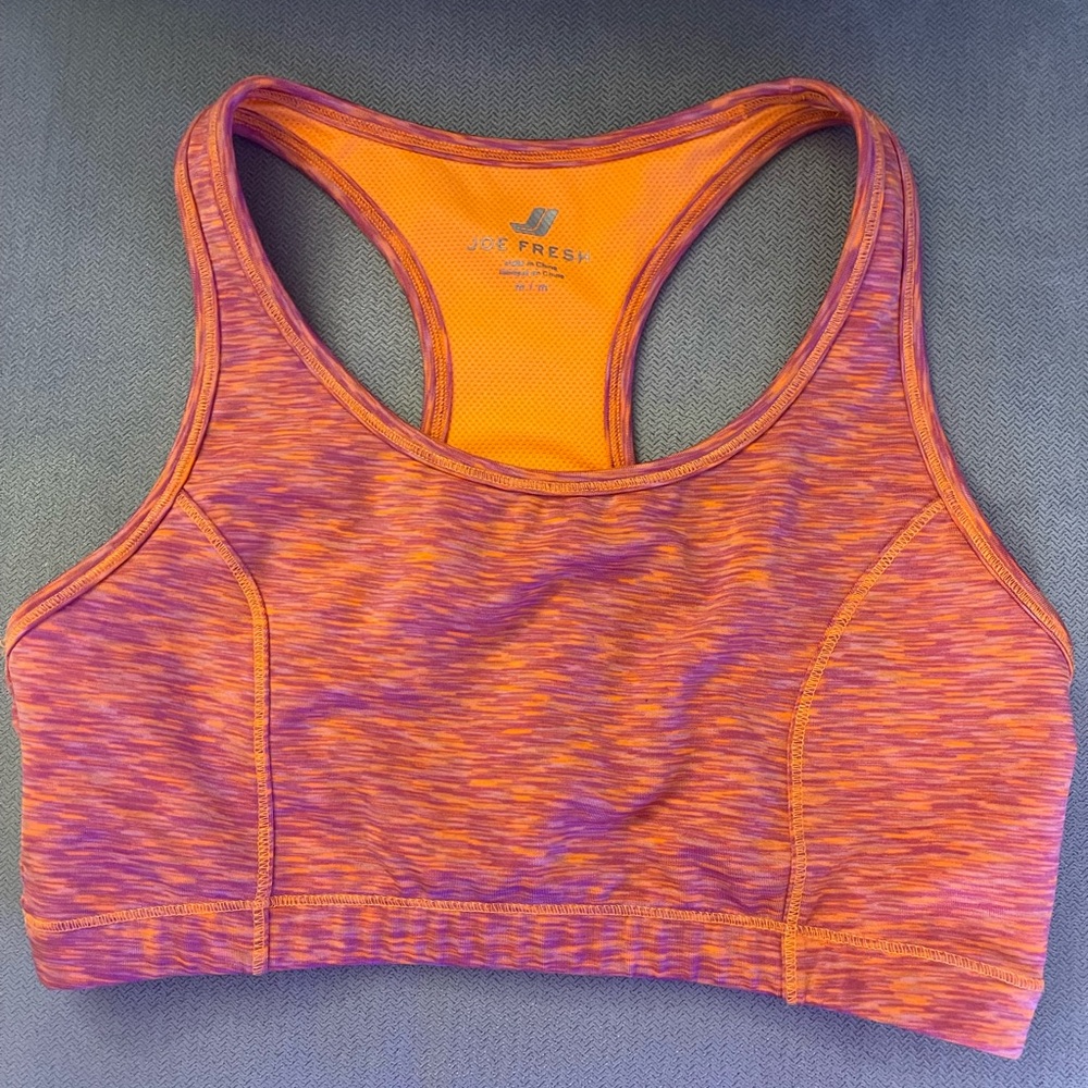 Joe Fresh Orange and Purple Space-Dye Racerback Sports Bra size Medium